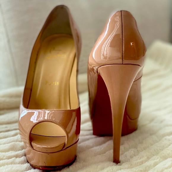 Christian Louboutin Womens Nude Lady Peep 150 - Picture 4 of 5
